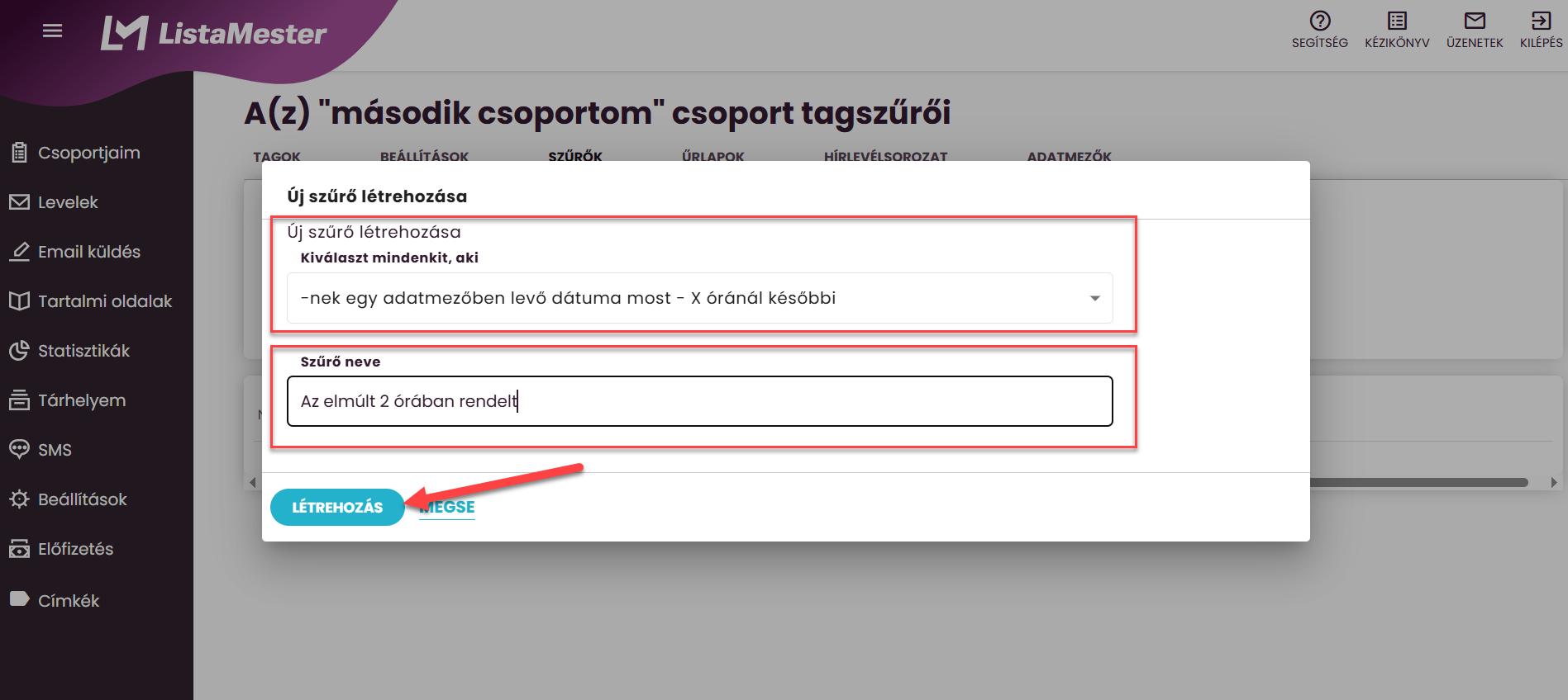 ListaMester - Útmutató - Szűrők