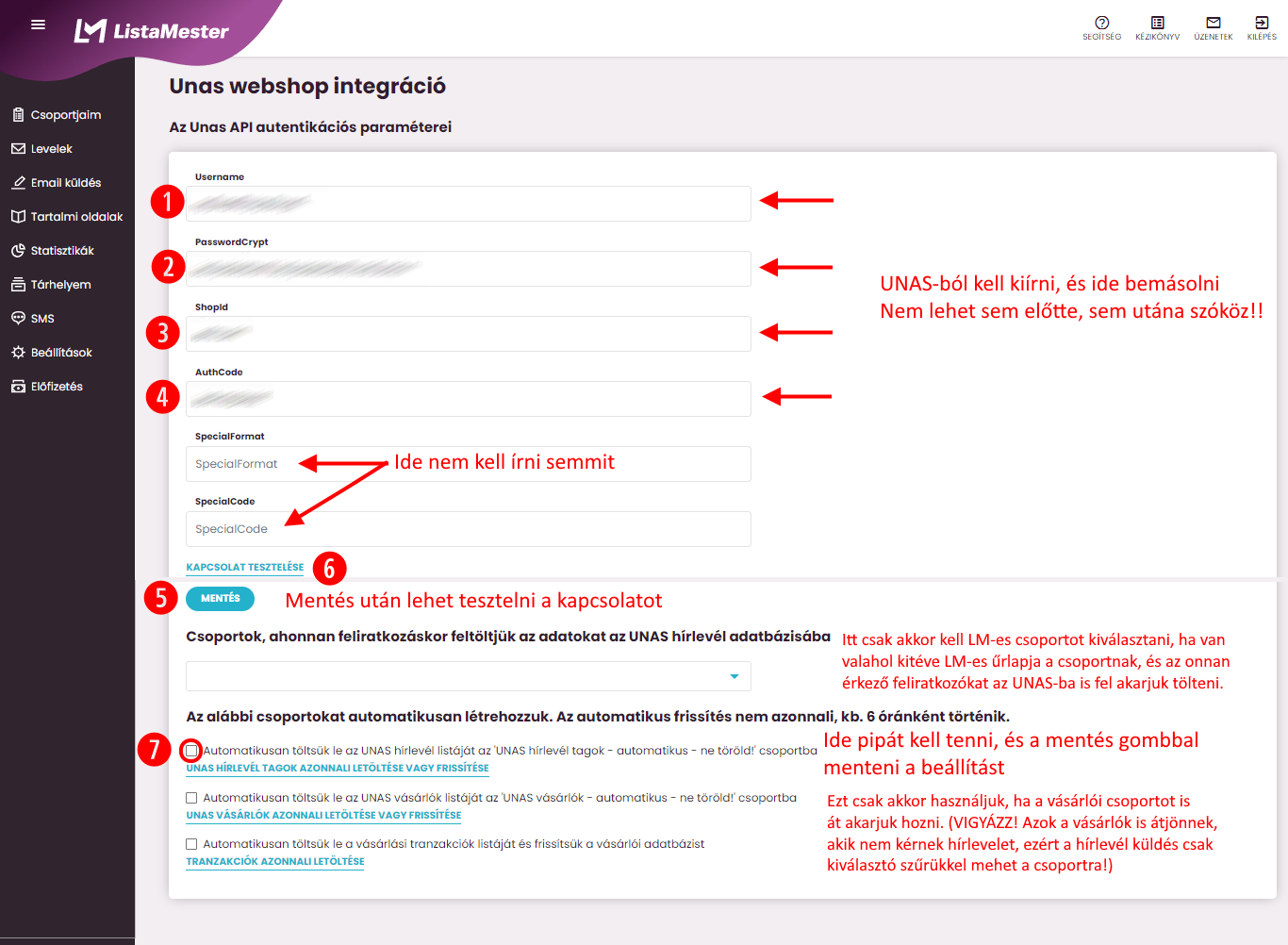 Listamester-Kézikönyv-Integrációk - Unas - összekötés - fejlett