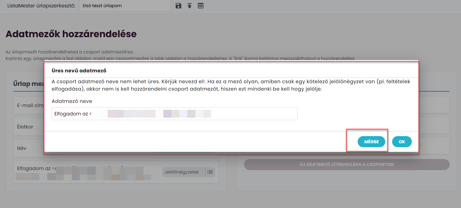 ListaMester - Útmutató - Űrlap - Checkbox