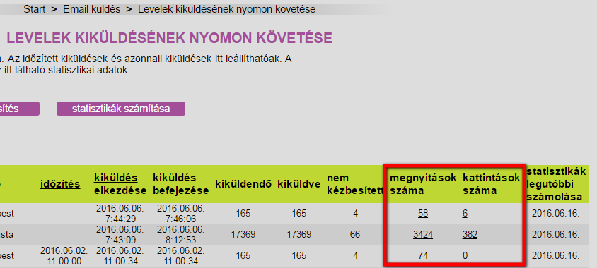 ListaMester levelek nyomon követése táblázat új linkek