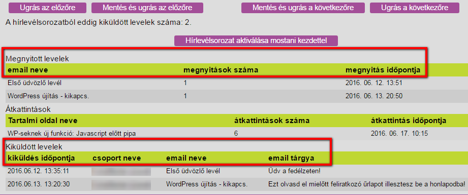 ListaMester naplózás bemutatása egy csoporttag adatlapján